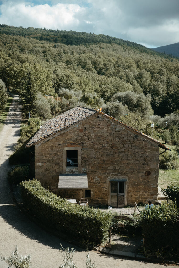 drone shot of castello di ristonchi 