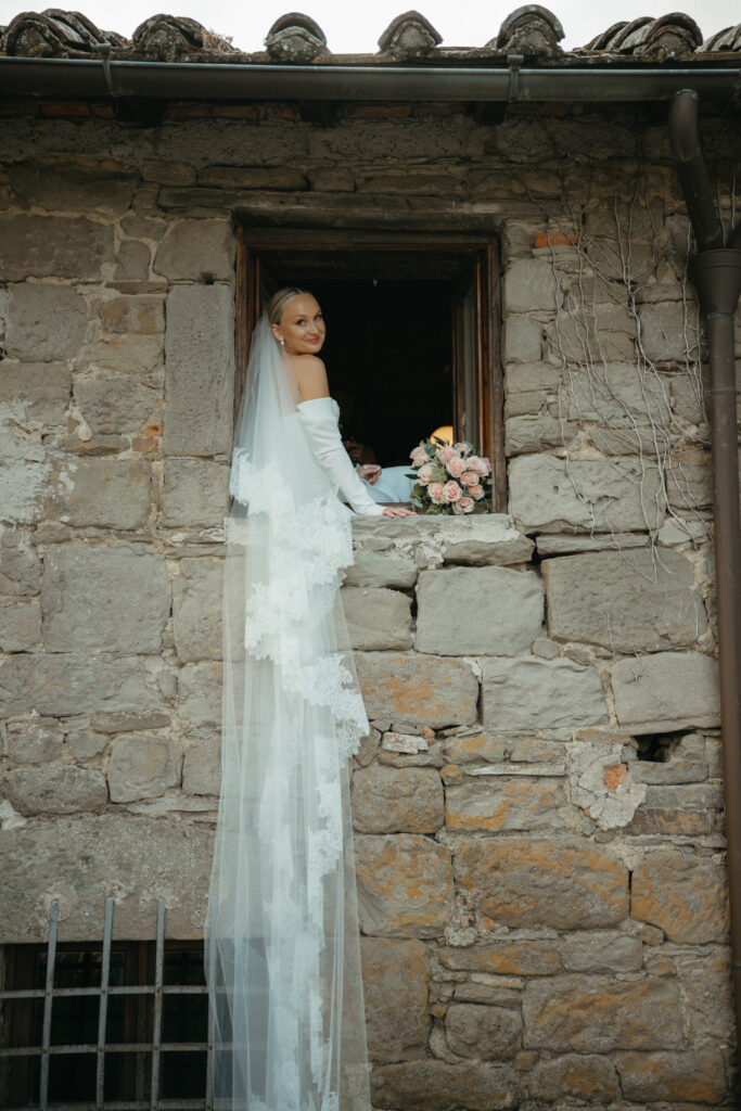 bridal portraits at castello di ristonchi wedding