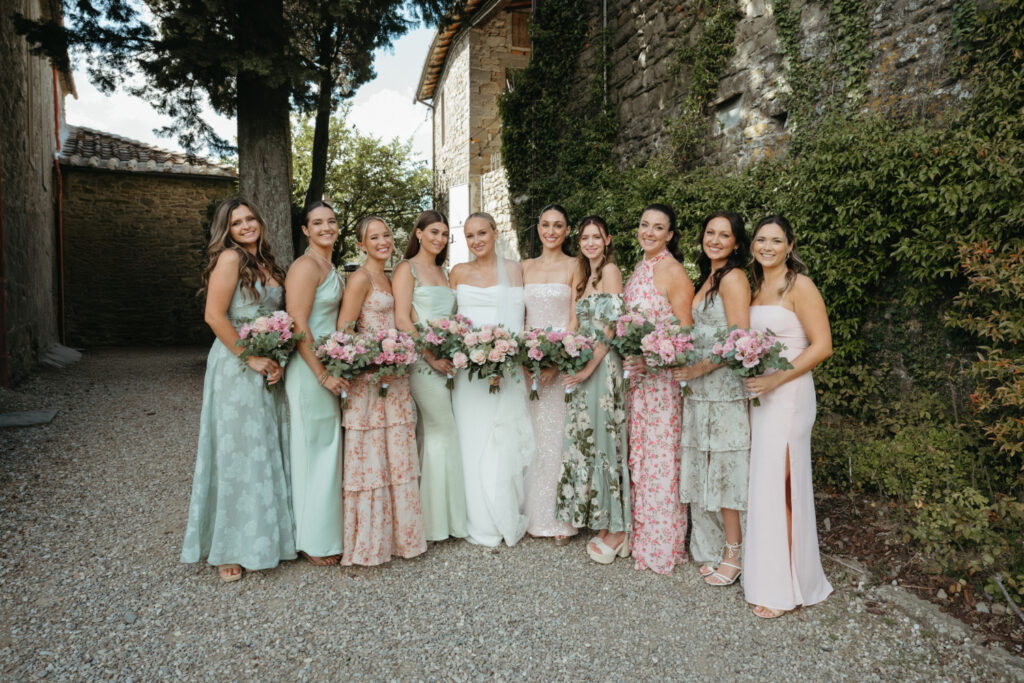 pre-wedding bridal party portraits at castello di ristonchi wedding