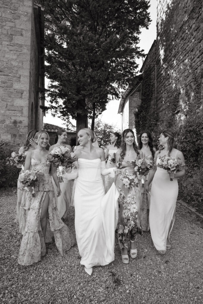 pre-wedding bridal party portraits at castello di ristonchi wedding