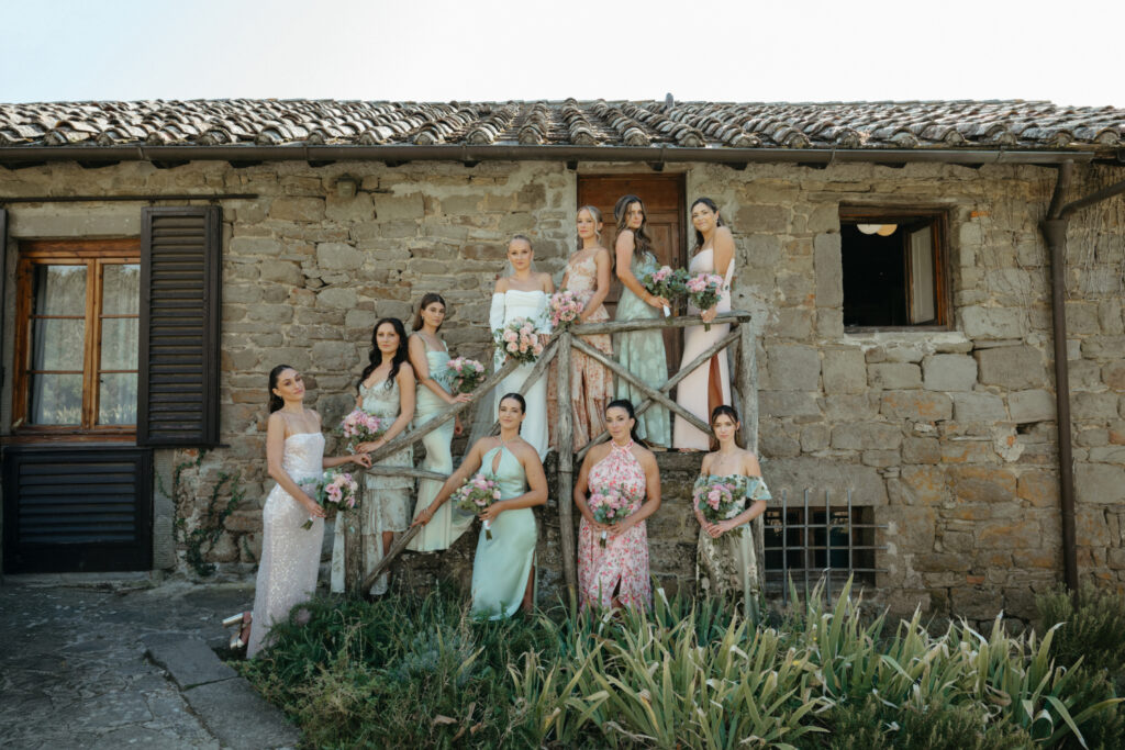 pre-wedding bridal party portraits at castello di ristonchi wedding