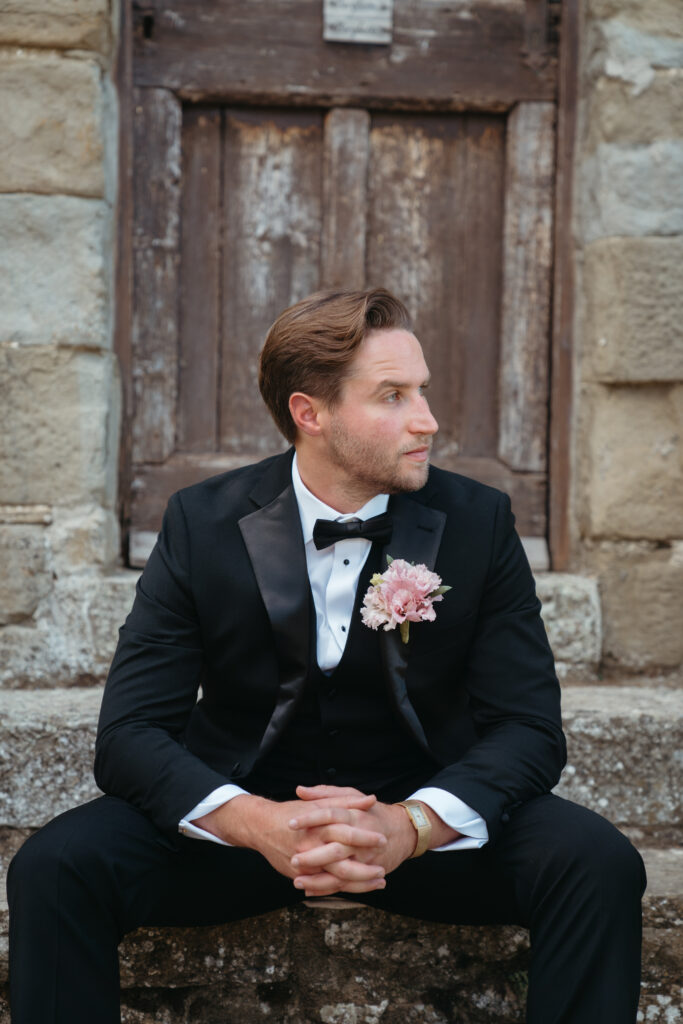 groom portraits at castello di ristonchi wedding