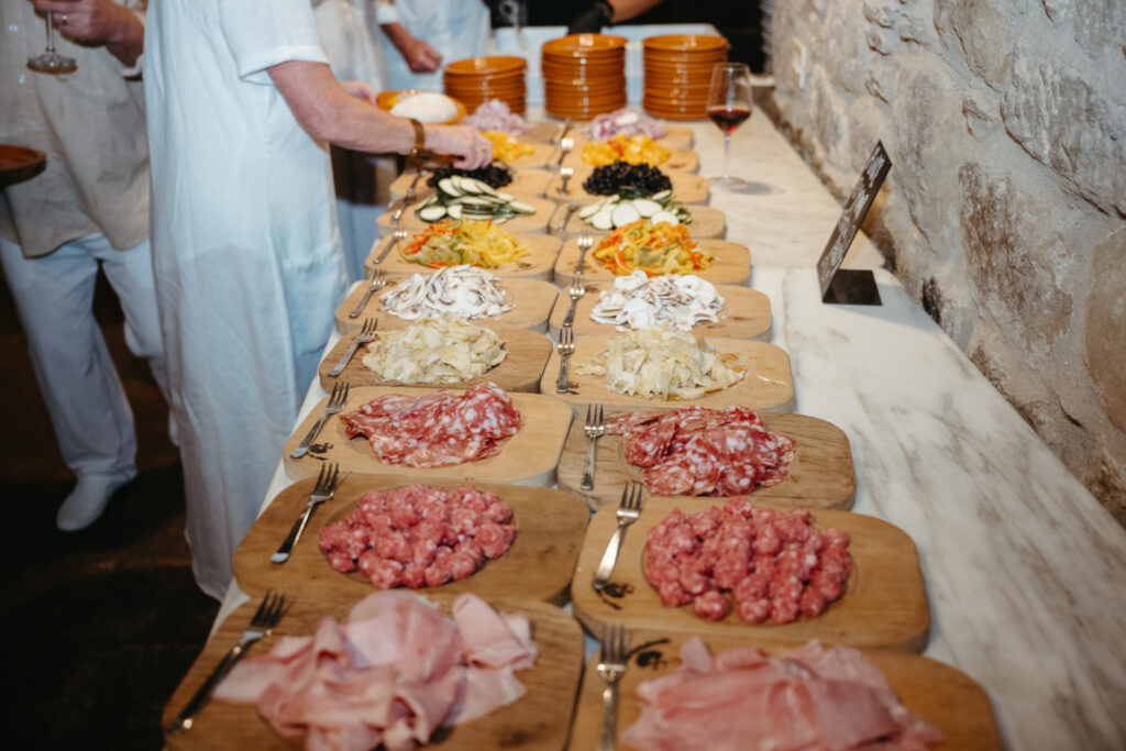 make your own pizza at castello di ristonchi wedding welcome dinner