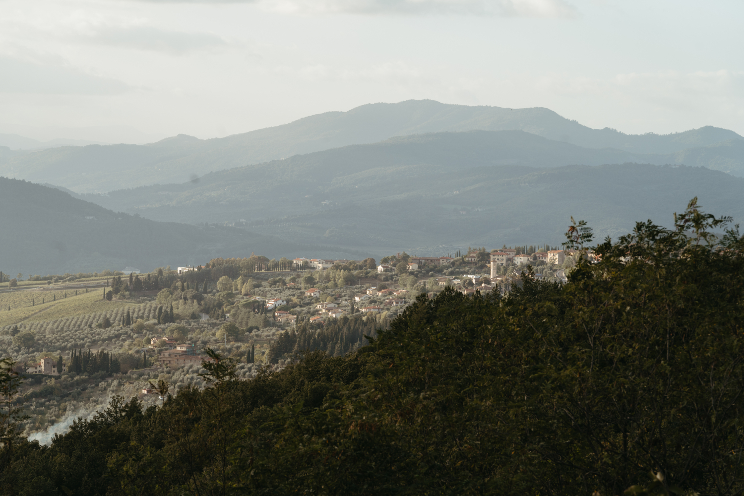 cocktail hour views at castello di ristonchi wedding