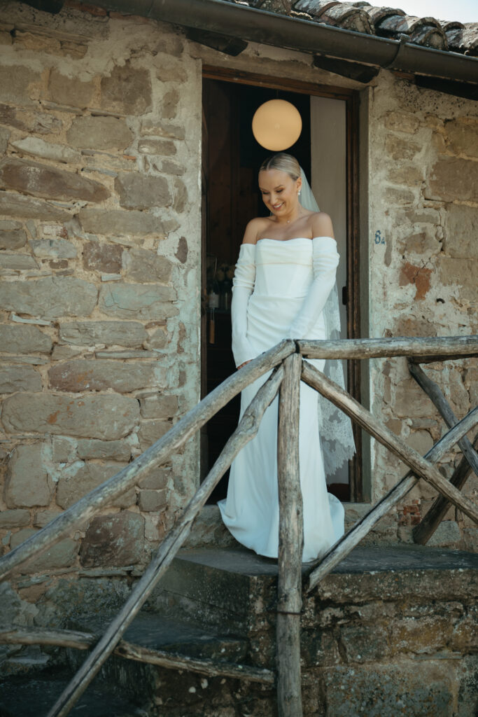 bride and groom first look photos at Castello di Ristonchi wedding