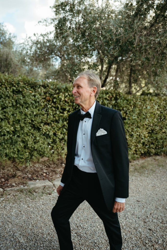 father and daughter first look photos at Castello di Ristonchi wedding