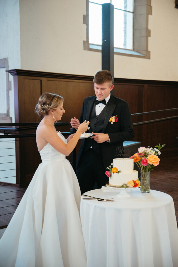 cake cutting ceremony at their reception at the palomar cincinnati