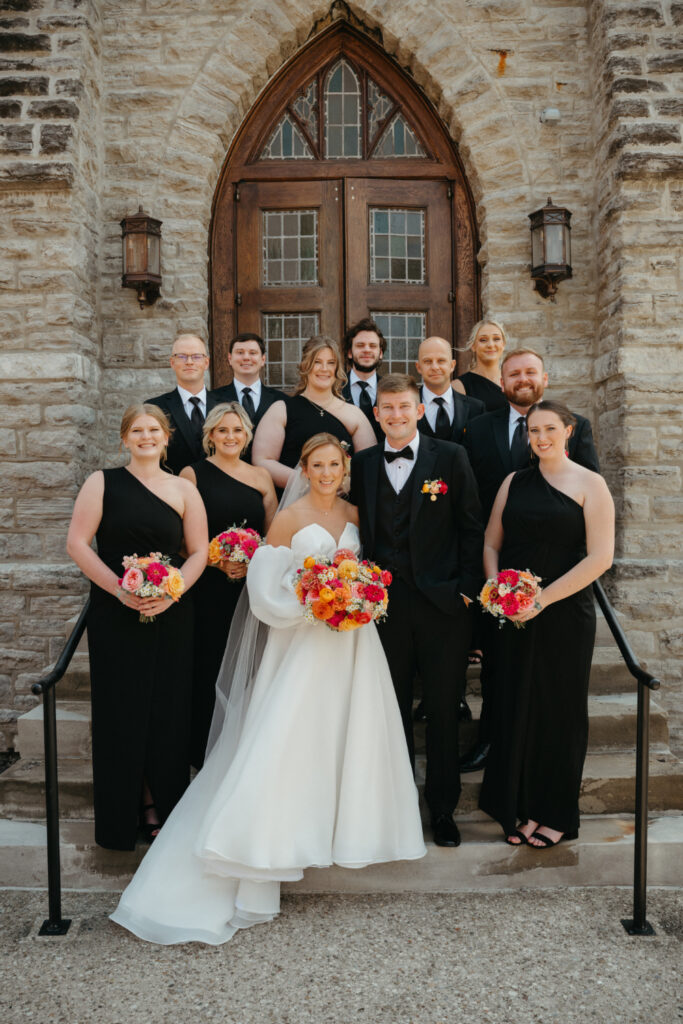 outdoor wedding party portraits at st nicholas