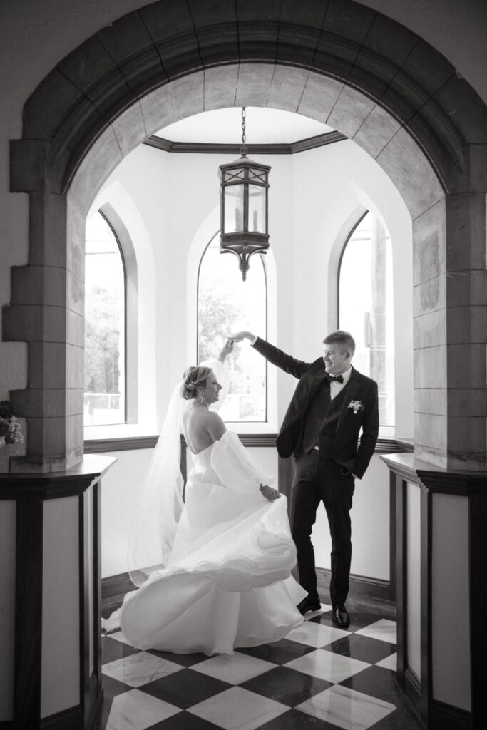 bride and groom first look at st nicholas cincinnati