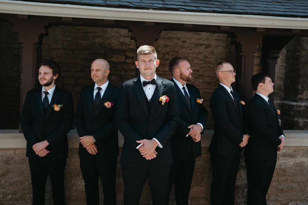 outdoor wedding party portraits at st nicholas