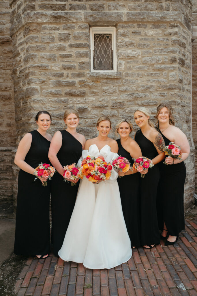 outdoor wedding party portraits at st nicholas