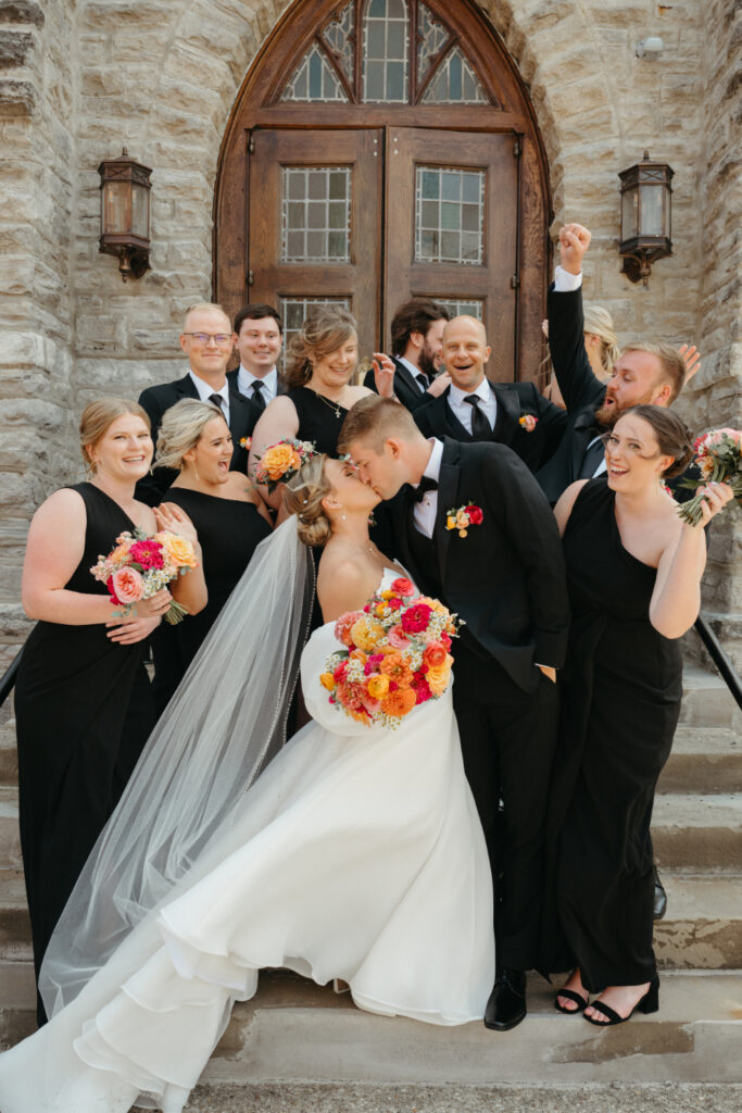 outdoor wedding party portraits at st nicholas