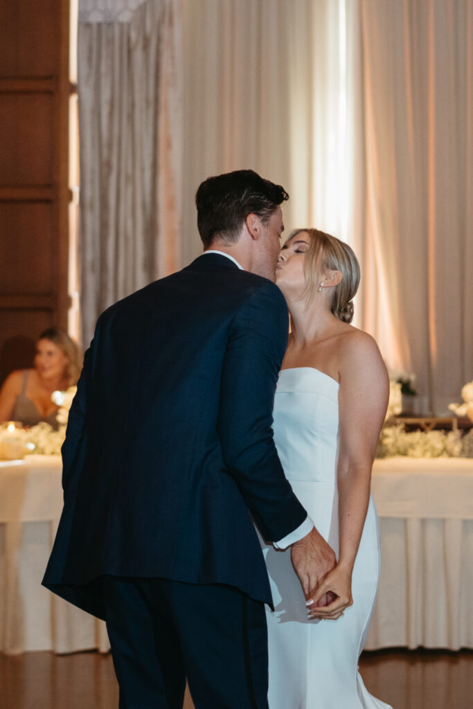 bride and groom first dance at cincinnati club wedding reception