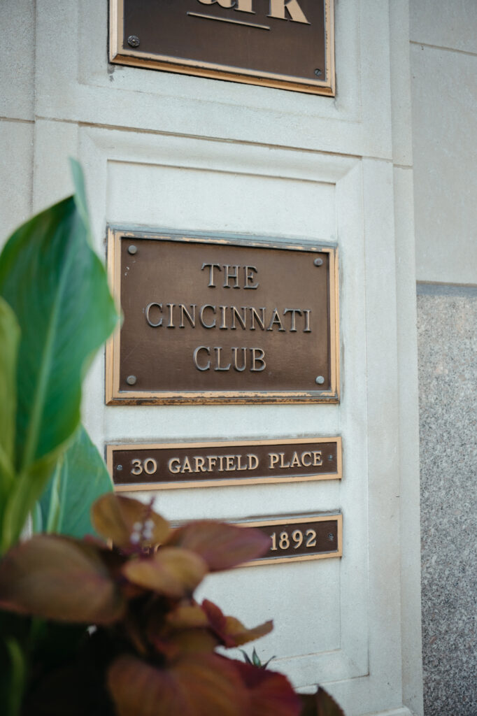 Plaque on the exterior of The Cincinnati Club.
