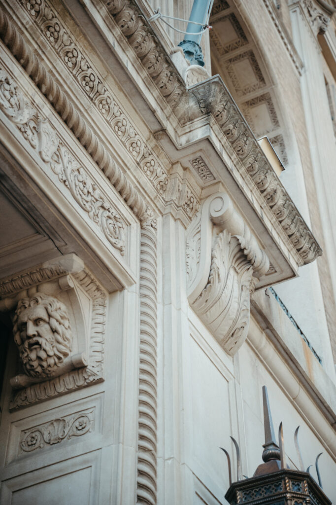 Close-up of architectural details on the Cincinnati Club.