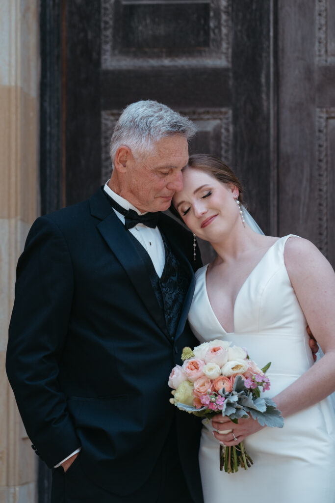 real-wedding-feature bride with her dad at an emotional first look