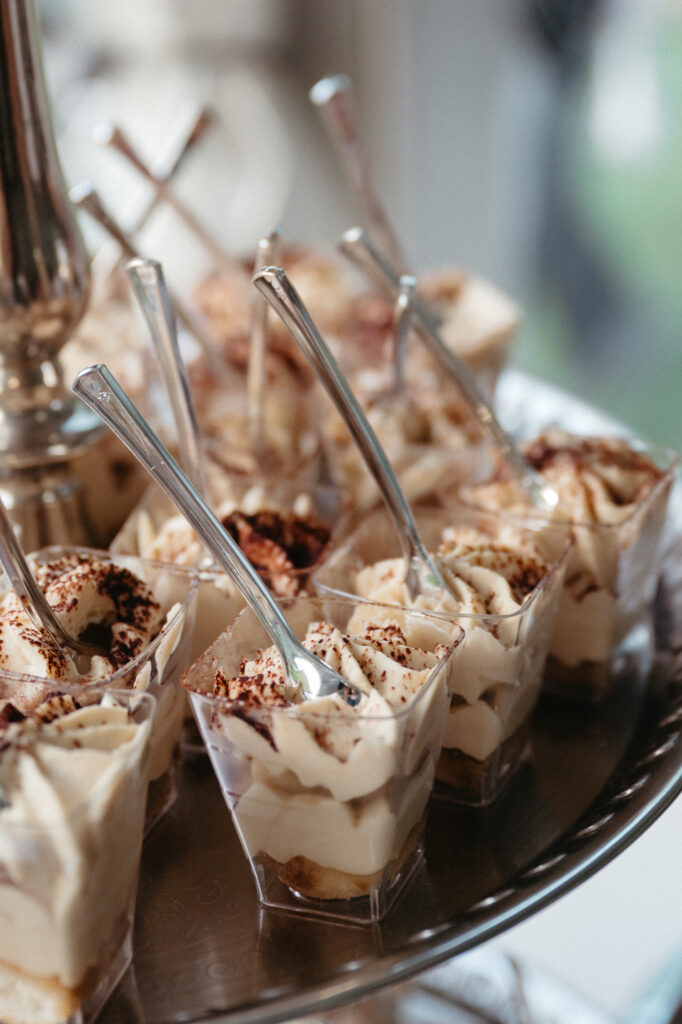 real-wedding-feature individual tiramisu at the wedding reception
