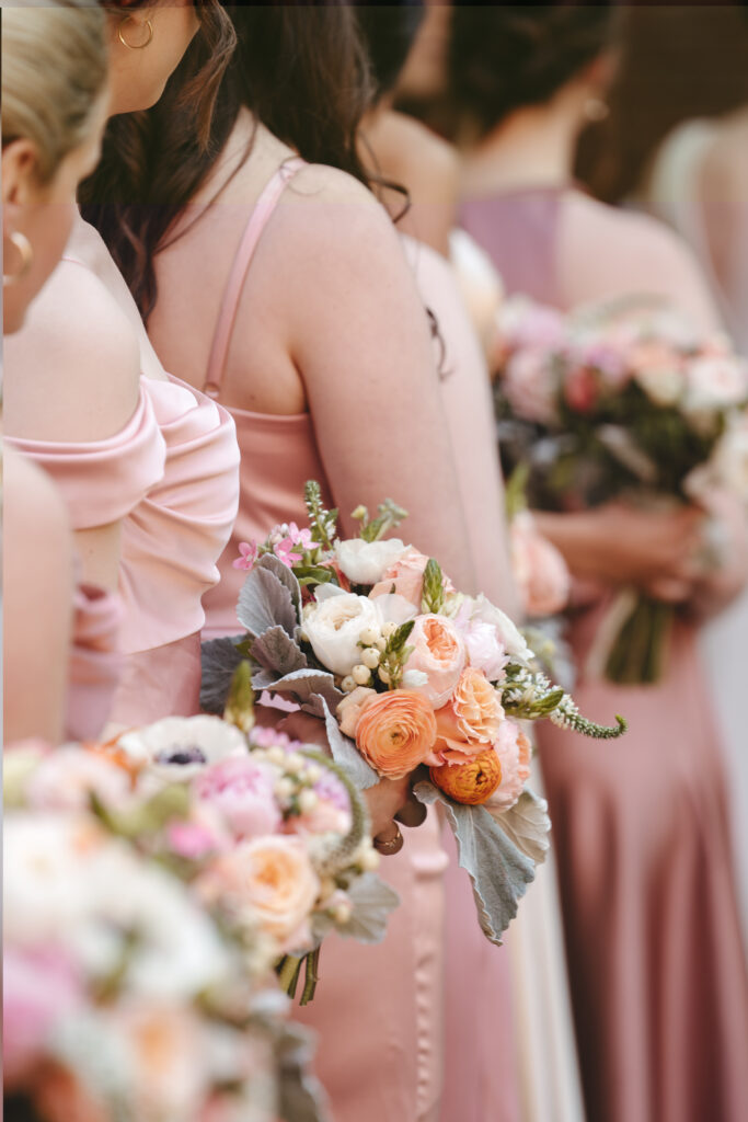 real-wedding-feature close up of bridesmaids standing in line - real wedding feature