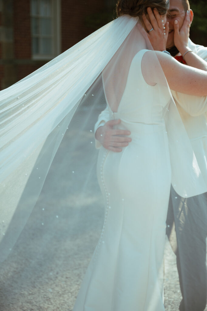 real-wedding-feature glowing photo of the bride and groom during golden hour