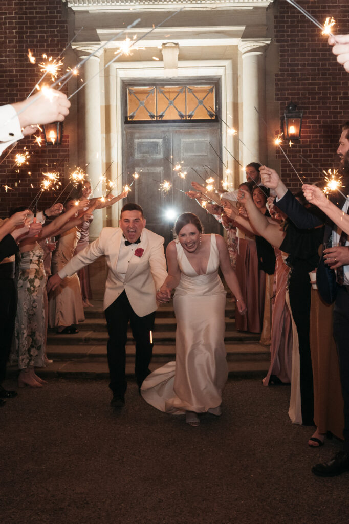 sparkler send off for spring wedding at peterloon estates