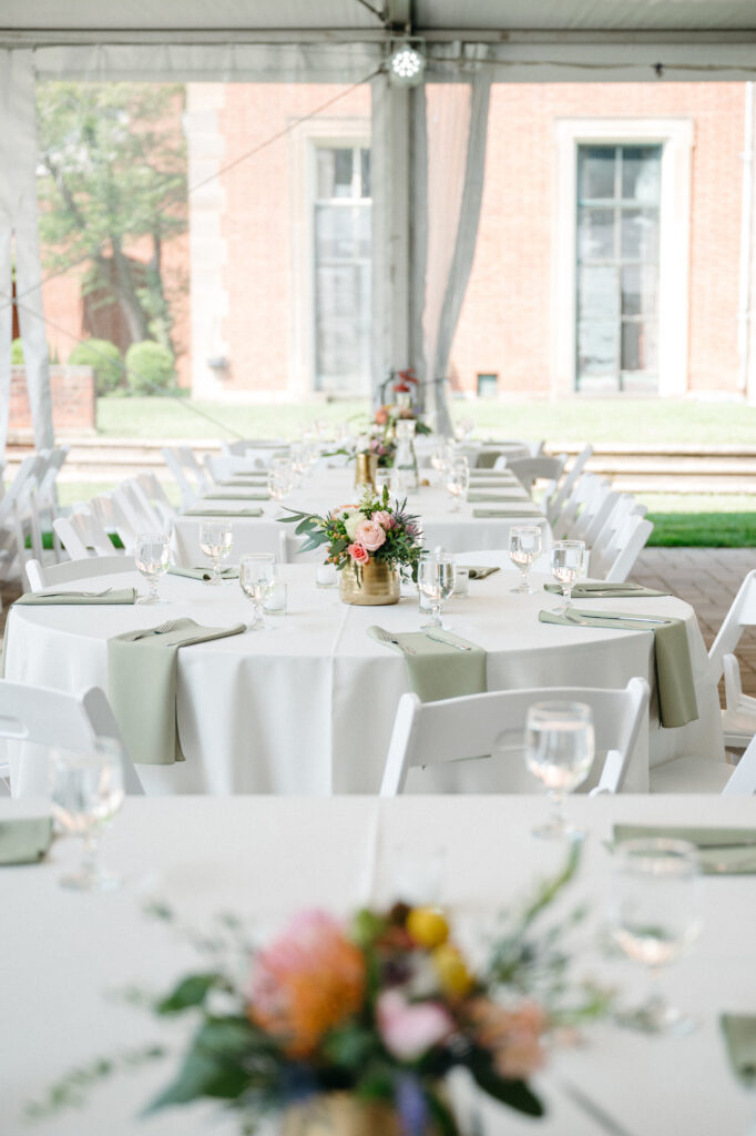 real-wedding-feature view of the tables at the wedding reception