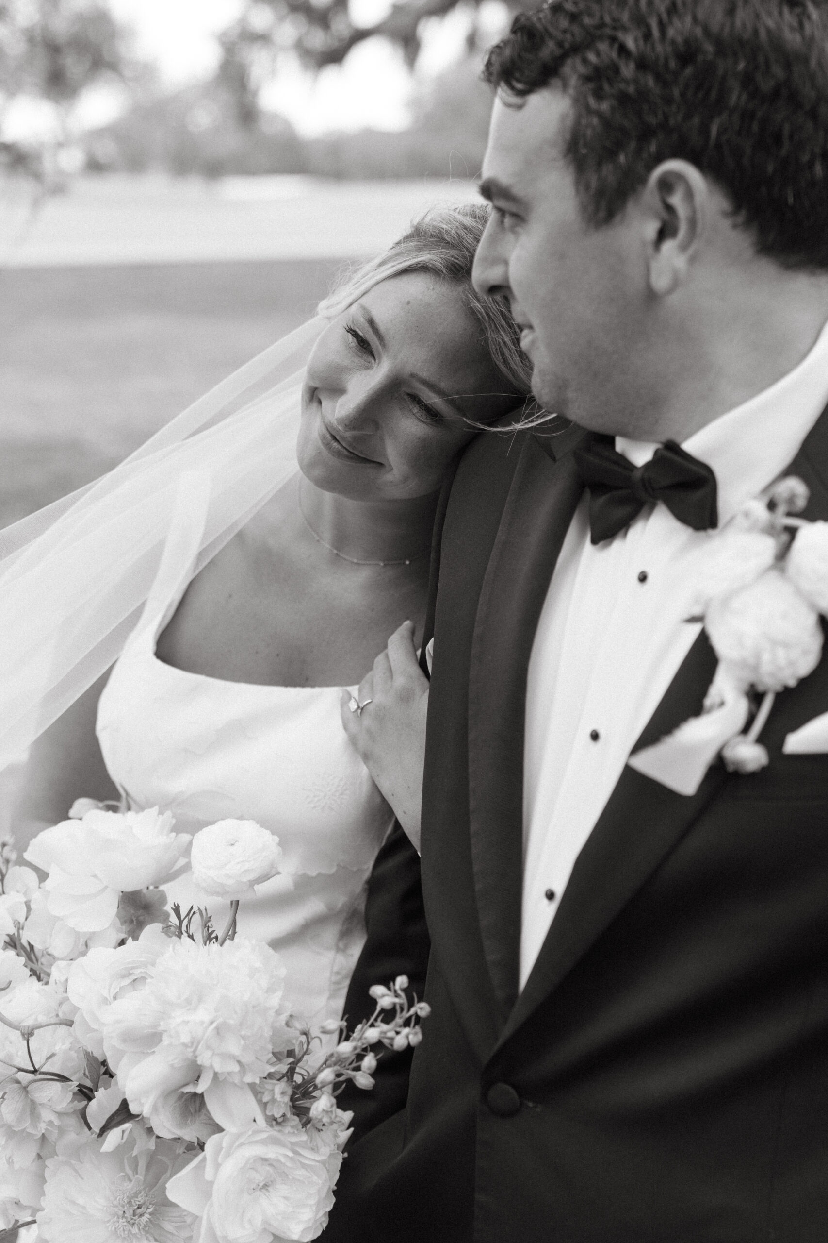 georgia wedding - bride and groom in a black and white photo