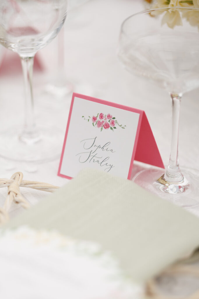 calligraphy details at an elegant tended garden wedding