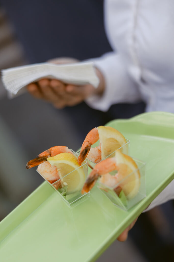 shrimp cocktail appetizer for a wedding at meshawa house