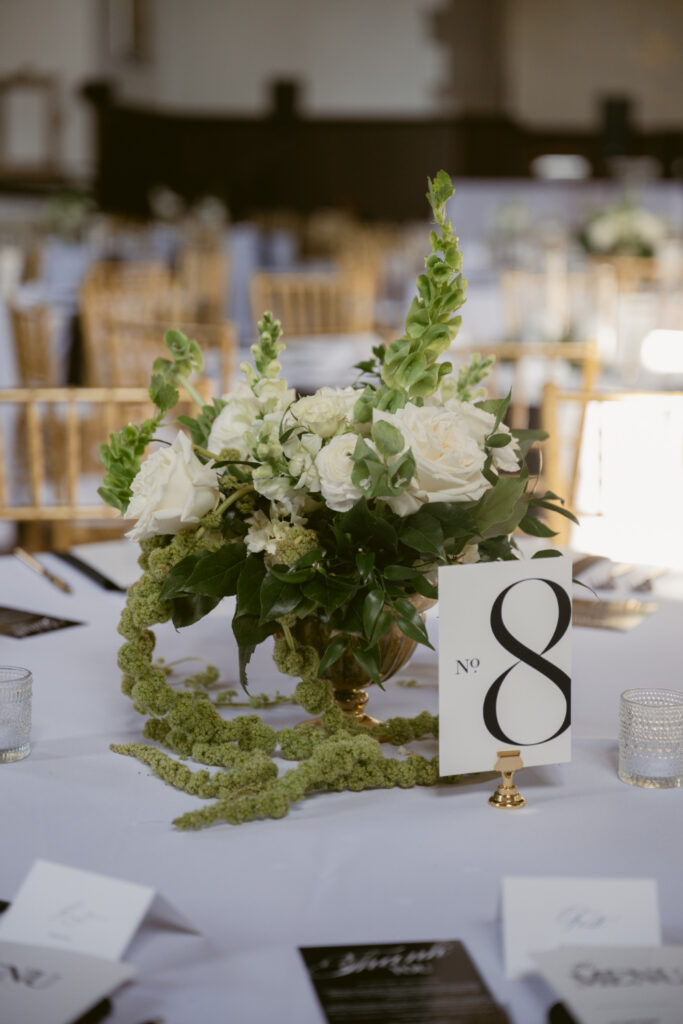 Elegant wedding centerpiece decor at The Palomar, one of our favorite Ohio wedding venues in Cincinnati.